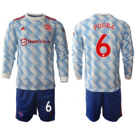 Billiga Fotbollströjor Manchester United Paul Pogba 6 Barn Borta tröja 2021/22 Långärmad